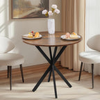 Unovivy 31.5" Small Round Dining Table for 2-4, Space Saving Circle Kitchen Dinner Table, Industrial Mid Century Modern Dining Room Desk for Kitchen, Apartment, Rustic Brown