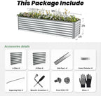 8x2x2FT Galvanized Raised Garden Beds Outdoor,Planter Raised Beds for Gardening, Vegetables, Flowers,Large Metal Garden Box,Deep Plant Flower pots Outdoor (Galvanized, 1Pack)