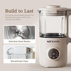 9 pcs Nexari 8-in-1 Nut Milk Maker Machine – 1.2L Stainless Steel & Glass | Almond, Oat, Soy, Coconut Machine | Blenders | Plant-Based Smoothie Blender, Milk Frother & Milkshake maker | Self-Cleaning