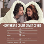 Pizuna Pure 100% Cotton Full Duvet Cover Set, Luxurious 400 Thread Count Long Staple Cotton Sateen Weave with Button Closure (Combed Off White Cotton Duvet Cover Full)