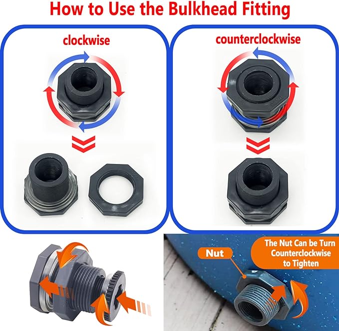 2 PCS Rain Barrel Bulkhead Fitting kit with Plugs and Hole Saw Tool, 3/4 Inch PVC Spigot Connector Kit for Rain Barrels Water Tanks Pools Aquariums Tubs (Bulkhead 3/4 Inch)