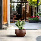 Kante 19.9" Dia Round Concrete Planter, Outdoor/Indoor Large Bowl Plant Pots with Drainage Hole and Rubber Plug for Garden Patio Balcony Home, Rusty