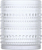 Fortessa Jupiter Beaded Hobnail Glass, 10 Ounce Double Old Fashioned (Set of 4), Clear