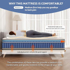 King Mattress, 14 Inch Hybrid Pillow Top King Size Mattresses in a Box with Gel Memory Foam & Individually Pocket Coils, Medium Firm Mattress for Back Pain