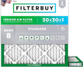 Filterbuy 30x30x1 Air Filter MERV 8 Essential Dust & Allergy Defense (2-Pack), Electrostatic Pleated HVAC AC Furnace Filters Replacement, Made in USA (Actual Size: 29.50 x 29.50 x 0.75)
