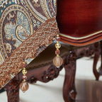 Luxury Vintage Design Table Runners 108 inches long Embroidery Jacquard Fabric with Multi-Tassels table runners for Dining Room Dresser Wedding holiday Party fireplace Decorations (Coffee, 12X108inch)