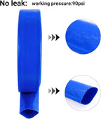 1-1/2" x 25 FT Pool Backwash Hose, Blue Heavy Duty Reinforced PVC Lay Flat Water Discharge Hose for Swimming Pool Filter Pump,with 2 Clamp