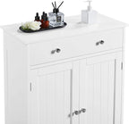 Yaheetech Free Standing Bathroom Cabinet with 1 Drawer 2 Doors and Adjustable Shelf, Wooden Entryway Storage Cabinet, 11.8D x 23.6W x 31.5H in, White