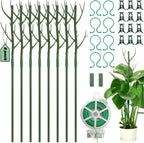 8 Pack Monstera Plant Support Stakes, 27.5inch Detachable Twig Plant Support Stakes with 12 Orchid Clips, 8 Twist Clips 65ft Twist Ties - Ideal Plant Stakes for Indoor Outdoor Plants