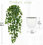 Hollyone Artificial Hanging Plants Potted 31.4" Fake Ivy Vine Faux Ivy Leaves Hanging Greenery Plant in White Pot for Home Indoor Wall House Room Patio Shelf Office Decor