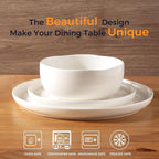 LERATIO Ceramic Dinnerware Sets for 6,Plates and Bowls Sets,Handmade Reactive Glaze Dishes Set,Chip Resistant and Scratch Resistant | Oven&Dishwasher & Microwave Safe- White &Wave(18PCS)