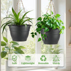 Plant Pots Indoor with Drainage, 3 Pack 11 Inch Plastic Pots for Plants（10 inch Inner Diameter）, Durable Plastic Flower Pots, Planters for Indoor Ourdoor Plants, Black