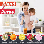 Mueller Multistick 5-in-1 Immersion Blender Handheld, 12 Speed Hand Mixer - Turbo Boost, Heaviest Duty Copper Motor, Titanium Blades Hand Blender, Milk Frother Wand, Whisk, Beaker, Chopper, Grey