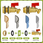 GHT 3/4 spigot for rain barrel, brass bulkhead water barrel spigot kit for diy tank parts and accessories connect garden hose outdoor bucket (1 pc, red)