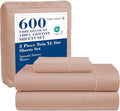 LANE LINEN 100% Cotton 600 TC Twin XL Bed Sheets Set, Machine Wash Fully Elasticized Twin XL Sheet Sets, Luxury Hotel Like Thick Bedding Sheet & Pillowcases, Sateen Weave- Dusty Rose