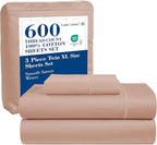 LANE LINEN 100% Cotton 600 TC Twin XL Bed Sheets Set, Machine Wash Fully Elasticized Twin XL Sheet Sets, Luxury Hotel Like Thick Bedding Sheet & Pillowcases, Sateen Weave- Dusty Rose