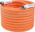 Fevone 100 ft x 5/8" Heavy Duty Garden Hose, Drinking Water Safe, Flexible & Kink-Free Hybrid Polymer Water Hose, Lightweight Outdoor Hose with 3/4" Solid Aluminum Fittings