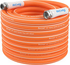 Fevone 100 ft x 5/8" Heavy Duty Garden Hose, Drinking Water Safe, Flexible & Kink-Free Hybrid Polymer Water Hose, Lightweight Outdoor Hose with 3/4" Solid Aluminum Fittings