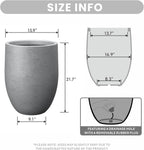 Kante Tall Concrete Planter, 21.7-Inch Height Gray Large Indoor Outdoor Plant Pot with Drainage Hole for Patio Garden Home, Modern Decor for Flowers and Tree