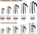 6 Cup Stovetop Espresso Maker Stainless Steel Moka Pot Stove Top Percolator Italian Coffee Makers Capable Mocha Greca Machine Cafe Classic Induction Cookers for Home and Camping 300ml 10oz