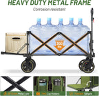 Timber Ridge 49" Extra Long Collapsible Folding Wagon with Tailgate and Brakes, 300lbs Heavy Duty Foldable Wagon with Adjustable Handle, 250L Capacity Portable Cart for Outdoor Camping Sports, Green
