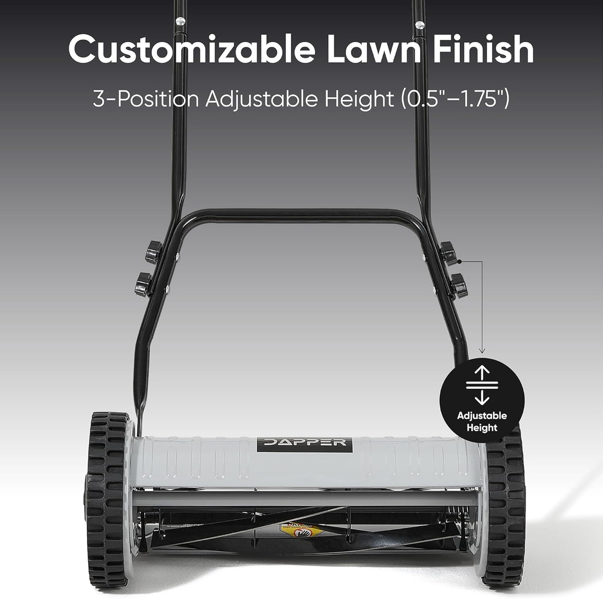 16" Push Reel Lawn Mower – Manual 5-Blade Hand Mower with Adjustable 3-Position Cutting Height (0.5"–1.75") – Lightweight, Eco-Friendly, Steel Blades – 2-Year Warranty
