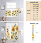 Yellow Sunflowers Kitchen Curtains 36 Inch Length, Small Window Curtains Tab Top, Vintage Country Flowers Butterfly Wood Board Light Filtering Short Window Treatments Tier Drapes 27.5"x36" 2 Panel