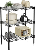 Sweetcrispy 3 Tier Metal Storage Shelving Shelf, Adjustable Metal Wire Racks Heavy Duty Standing Shelf Organizer for Kitchen and Closet, 13.8" D x 23.6" W x 30" H, Black