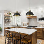 18 Inch Black Farmhouse Pendant Lights for Kitchen Island Industrial Haning Lamp Adjustable Height Vintage Dome Hanging Light Fixtures for Barn, Dining Room