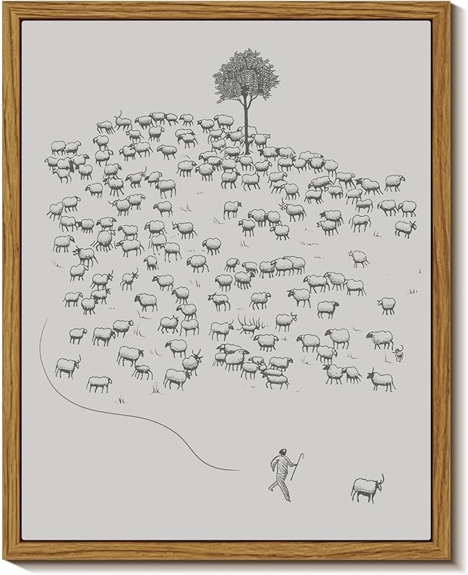 InSimSea Framed Wall Art for Living Room Minimalist Framed Wall Art Room Decor Vintage Landscape Flock of Sheep Home Decor Lamb Artwork Painting Inspiring Christian Wall Art Decor Canvas Prints 8x10in