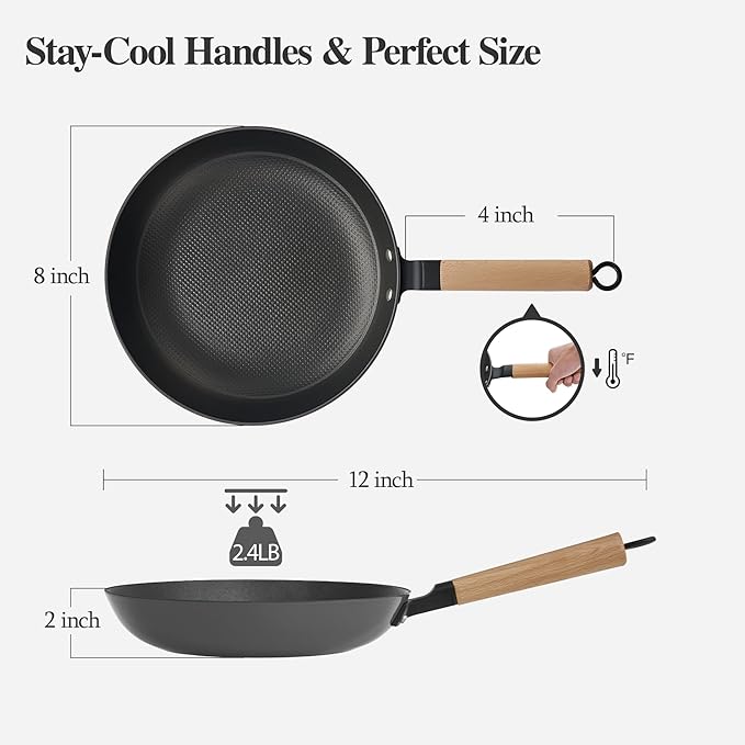 YUTANN Nonstick Frying Pan, 8 inch Enameled Cast Iron Pan Kitchen Healthy Egg Fry Pan Omelette with Detachable Handle, Lightweight Pre-seasoned Cast Iron Skillet, Dishwasher & Oven Safe