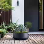 Kante 16.1" Dia Round Curvy Concrete Planter, Large Plant Pots with Drainage Hole and Rubber Plug for Indoor Outdoor Plants, Flower Pot for Home Garden Patio Porch, Charcoal