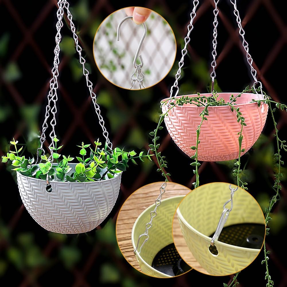 YINGFENG 197 Inch DIY Silver Hanging Basket Chains, Adjustable Length, Decorative Metal Chain with Hooks for Hanging Bird Feeders, Planters, Ornaments