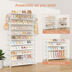 11 Tiers Tall Wide Shoe Rack 55 Pairs Large Capacity Sturdy Durable Shoe Rack for Closet Metal Shoe Organizer Shelf with Two Hooks Space Saving for Entryway White