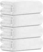White Bathroom Towels Set of 4, 35x70 Inches Oversized Bath Towels Extra Large Microfiber Shower Towels Textured Ultra Soft Absorbent Quick Dry Towel Bath Sheets for Adults Bathroom Hotel Spa