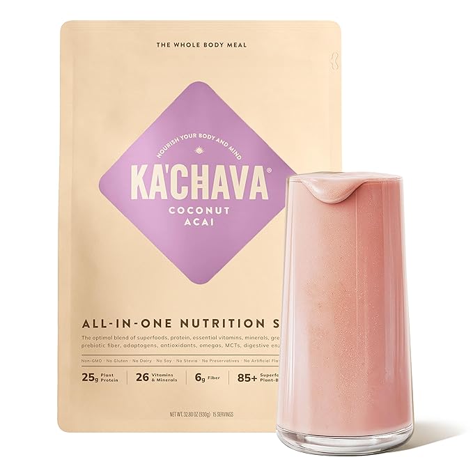 Ka’Chava Whole Body Meal Shake Coconut Acai 2 lb – Vegan Protein Powder with 85+ Superfoods & Greens – Plant-Based Meal Replacement – Probiotics & Digestive Enzymes – Gluten & Dairy Free (15 Servings)