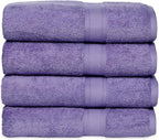 Casa Lino 100% Cotton Hand Towels for Bathroom - Soft, Highly Absorbent & Quick Dry Kitchen Towels - Gym Towel Set - Travel Towel Set - 24" x 16" - Pack of 4 - (Lavender)