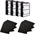 Nispira True HEPA Filter (4) + Carbon Pre Filter Replacement (8) Compatible with Holmes Air Purifier HAPF600 HAPF600D HAPF600D-U2 Filter B