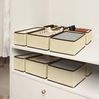 Cupic Cupid Drawer Organizer, Dresser Organizers, Foldabe Drawer Organizer Clothes, Closet Organization and Storage Dividers for Socks, Underwear and Diaper, Set of 12, Beige