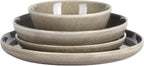 Gibson Elite Berea 16 Piece (Service for 4) Plates and Bowls Reactive Glaze Round Dishes Stoneware Ceramic Dinnerware Set -Taupe