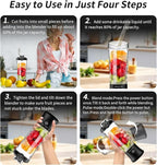 Portable Blender with 20 Oz Travel Cup, 6 Blades, USB Rechargeable for Shakes, Smoothies, Gym, Kitchen and Outdoors (Black)