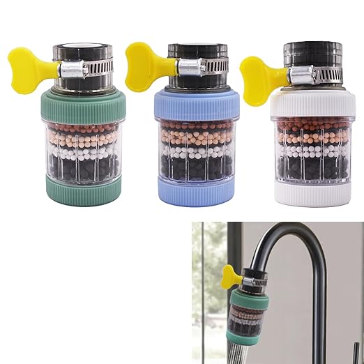 3 Pack Faucet Mount Filters,Faucet Water Filter for Kitchen,Activated Carbon Faucet Water Purifier Tap Filtration for Kitchen Bathroom Removes Chlorine Fluoride Heavy Metals Hard Water (Random Color)