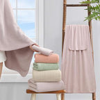 18 Piece Bath Towels Set,Soft Family Bathroom Towel Set with Hanging Loops-6 Bath Towels,6 Hand Towels,6 Washcloths,Highly Absorbent Quick Dry Shower Towel for Bathroom,Hotel,Spa-Blush Pink Towel Set