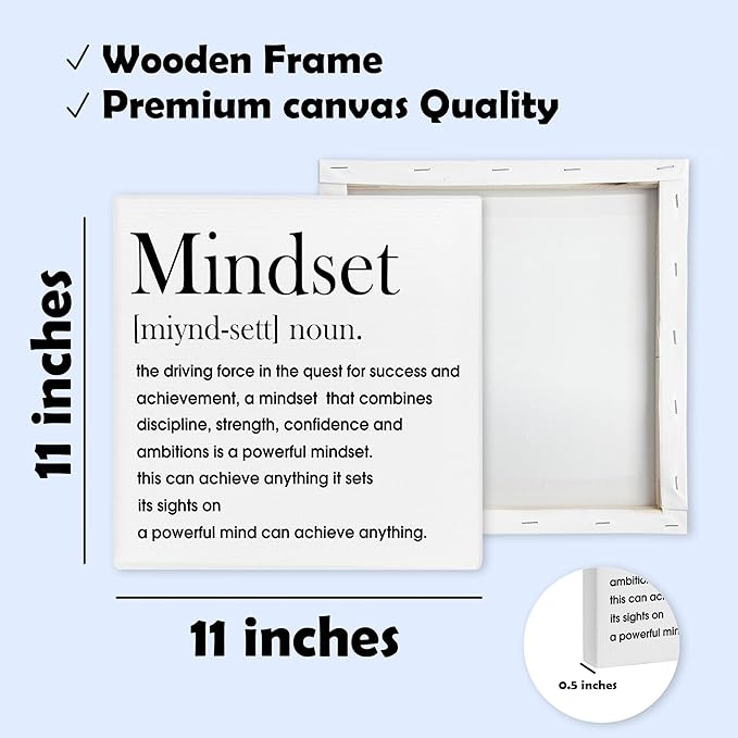 Inspirational Quotes Framed Canvas Print Poster-Motivational Mindset Decor-11.8’’ Minimalist Canvas Artwork Print Favors For Friend Family Coworker-Aesthetic Wall Art Decor For Home Bedroom Office-A03