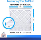 Filter King 17x25x2 Air Filter | 4-PACK | MERV 8 HVAC Pleated A/C Furnace Filters | MADE IN USA | Actual Size: 17 x 25 x 1.75"