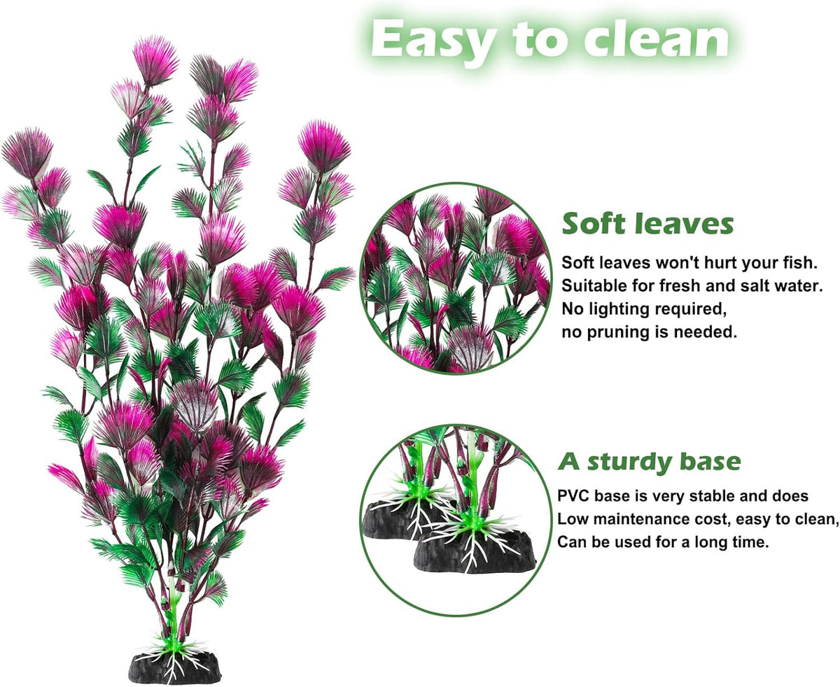 CousDUoBe 30Pcs Aquarium Plants, Fish Tank Accessories Artificial Aquatic Plants,Full Set of Fish Tank Decorations, Various Sizes