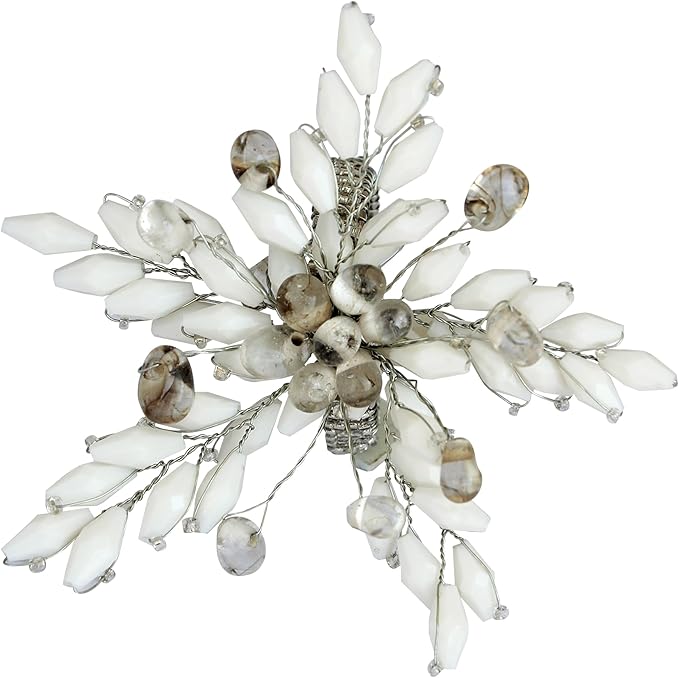 Napkin Rings Set of 12 for Dining Table Decoration Parties Everyday Metal Napkin Holder Leaf White (Pack of 12)