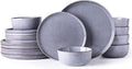 AmorArc Stoneware Dinnerware Sets,Round Reactive Ceramic Plates and Bowls Sets,Highly Scrath Resistant | Dishwasher & Microwave Safe Dishes,Service for 6 (18pc)