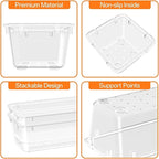 WOWBOX 32 PCS Clear Plastic Drawer Organizer Set, 4 Sizes Desk Drawer Organization and Storage Containers for Makeup, Cosmetics, Jewelry and Gadgets in Kitchen, Bathroom, Bedroom, Office, Clear