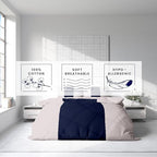Kotton Culture 3 Pc Queen Size Duvet Cover Set- 100% Egyptian Cotton Sateen 600 Thread Count Ultra Soft Premium Durable Comforter Cover Zipper Closure & Corner Ties (Dashing Blue,Queen/Full 90" X 90")